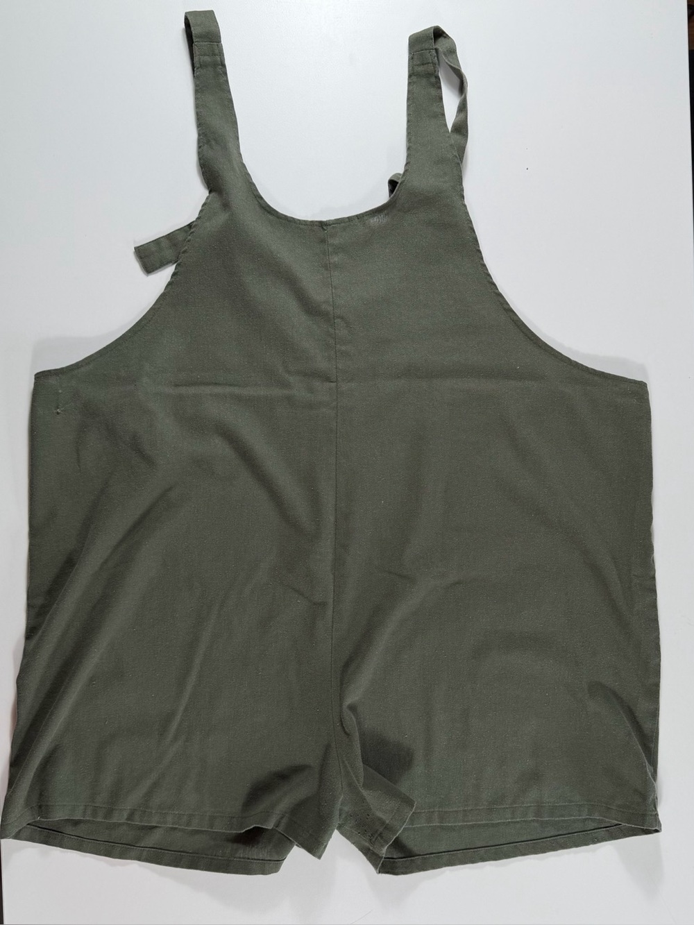 Linen blend lagenlook short overalls romper olive green boho 3XL - Picture 3 of 11